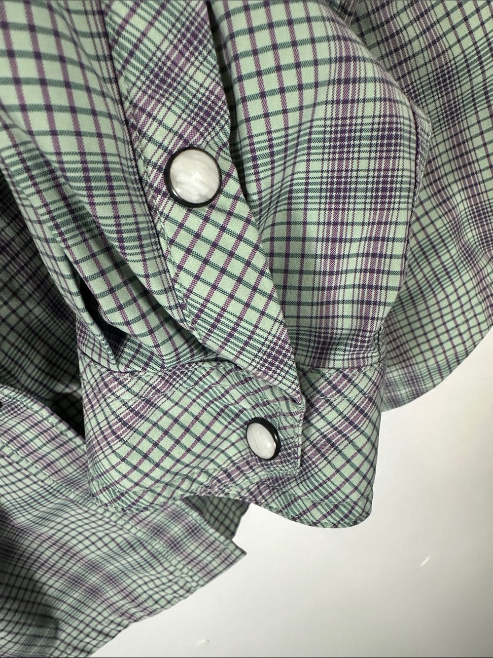 Stio Plaid Snap Button-Down Shirt in Light Green and Purple Women's XS - Picture 4 of 12